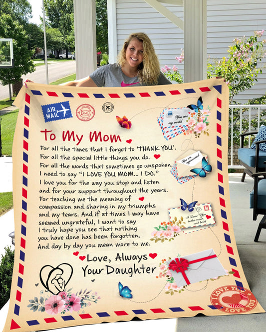 Mom - Giant Post Card Blanket - From Daughter