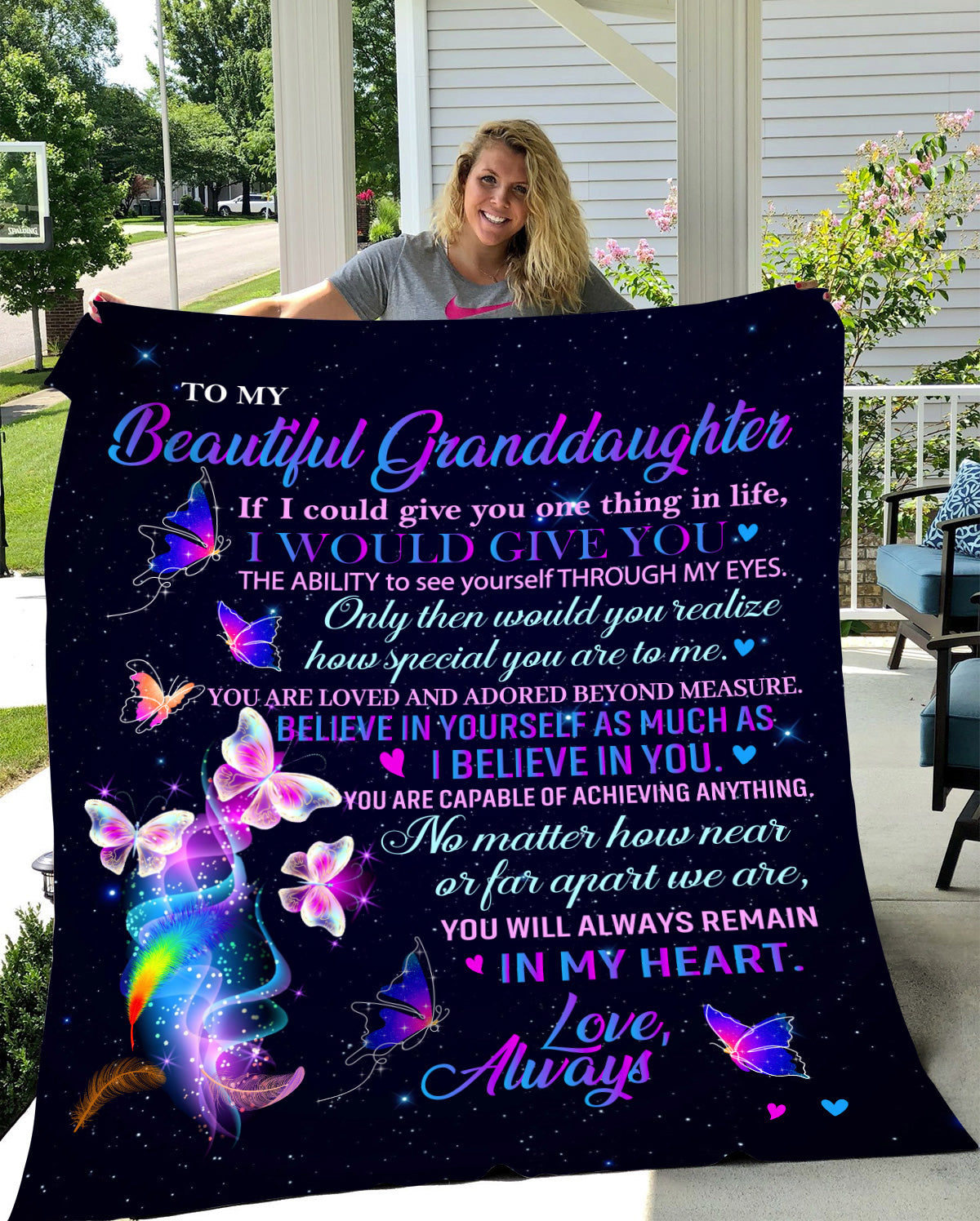 To My Beautiful Granddaughter -You Are Loved And Adored - Cozy Plush Blanket Gift