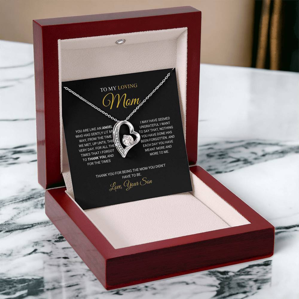 To My Loving Mom - An Angel - Forever Love Necklace