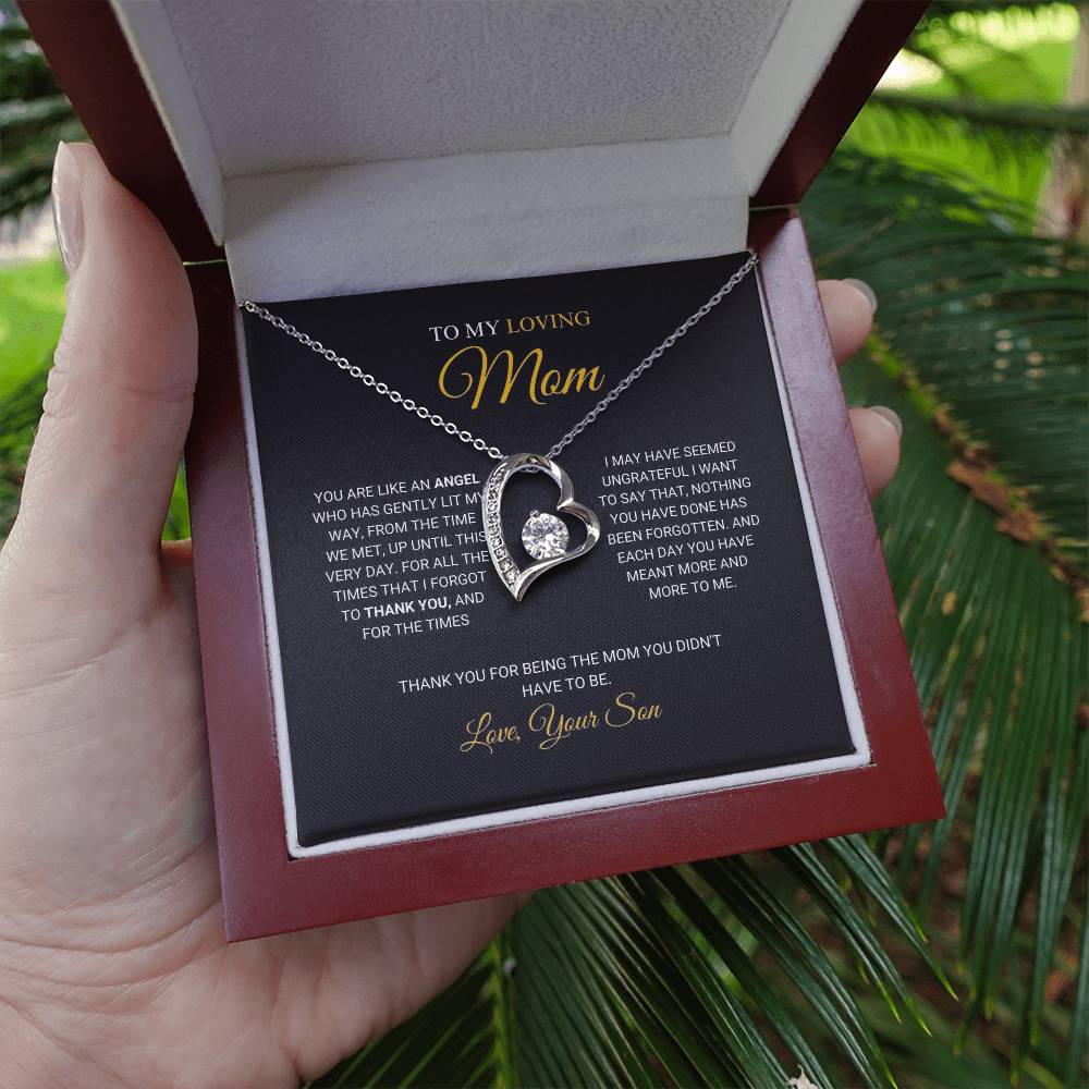 To My Loving Mom - An Angel - Forever Love Necklace