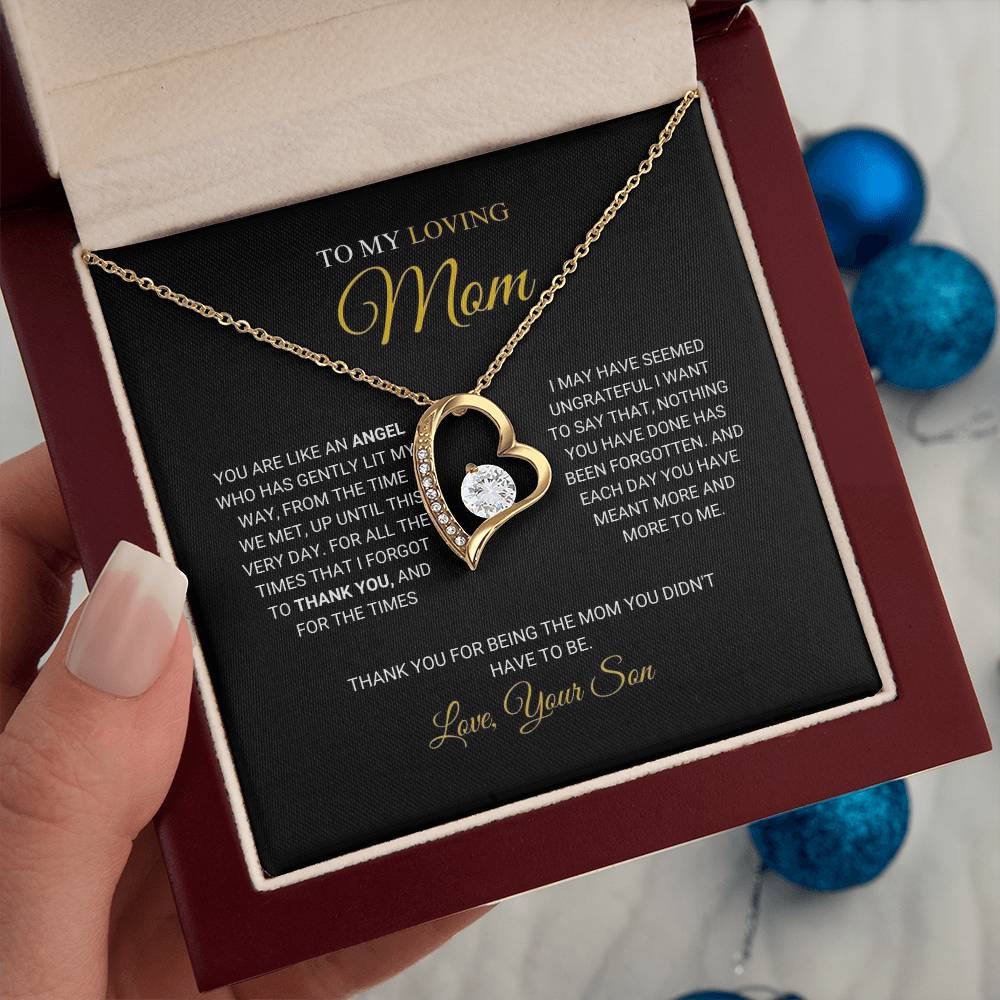 To My Loving Mom - An Angel - Forever Love Necklace