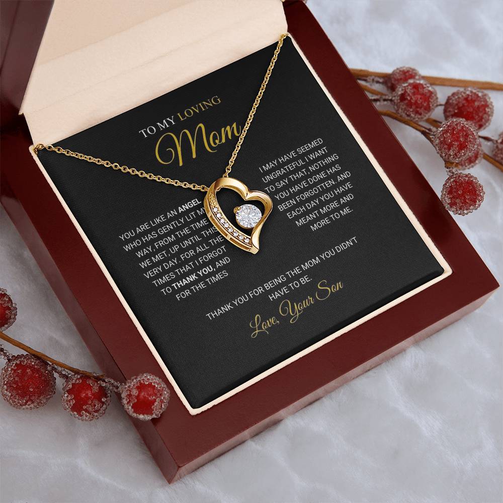 To My Loving Mom - An Angel - Forever Love Necklace