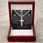 Dad - Personalized Steel Cross Necklace on Cuban Chain