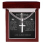 Dad - Personalized Steel Cross Necklace on Cuban Chain