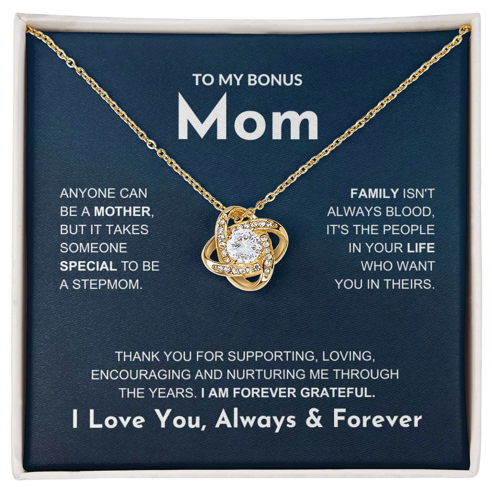 Bonus Mom - Forever Grateful - Love Knot Necklace