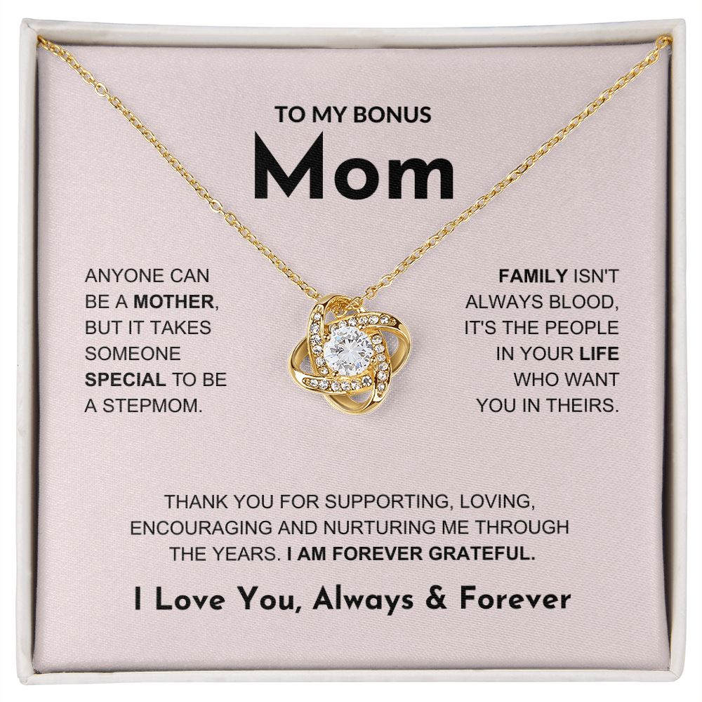 Bonus Mom - Forever Grateful - Love Knot Necklace