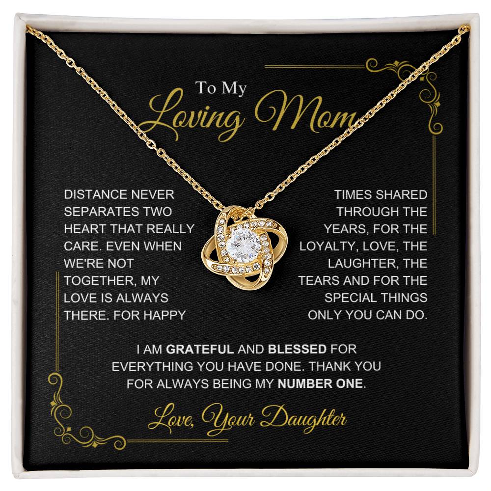 To My Mom-" I am Grateful" Love Knot Necklace-Daughter