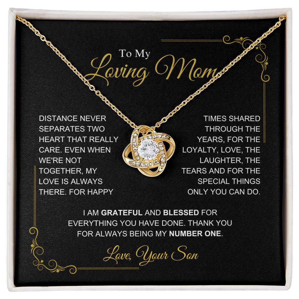 To My Mom-" I am Grateful" Love Knot Necklace-Son