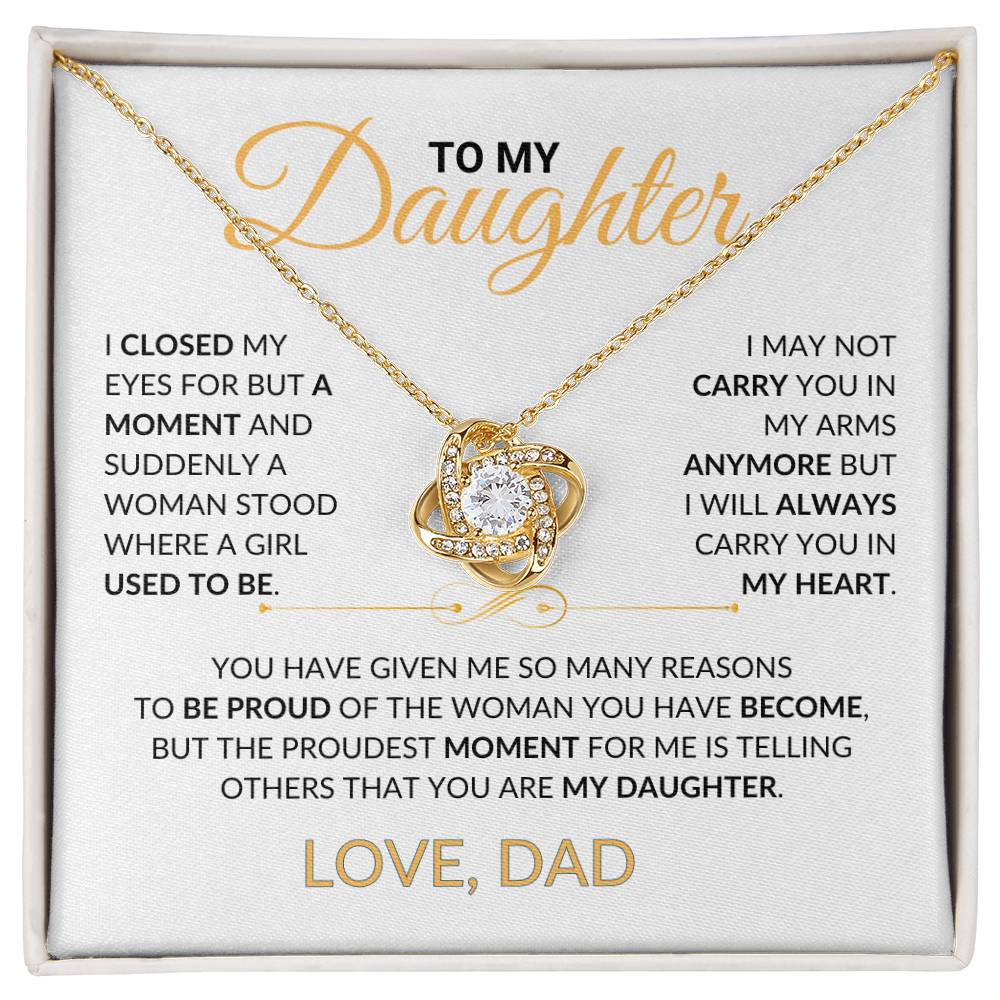 To My Daughter - Love Dad - Beautiful Love Knot Necklace Gift- DL005
