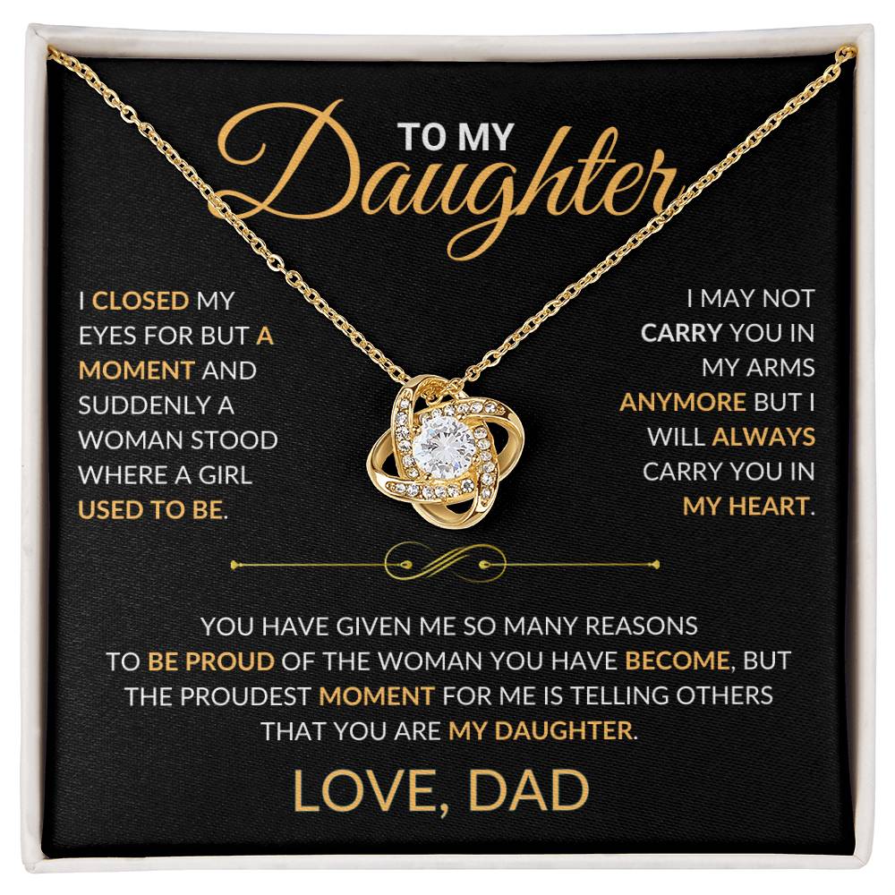 To My Daughter - Love Dad - Beautiful Love Knot Necklace Gift