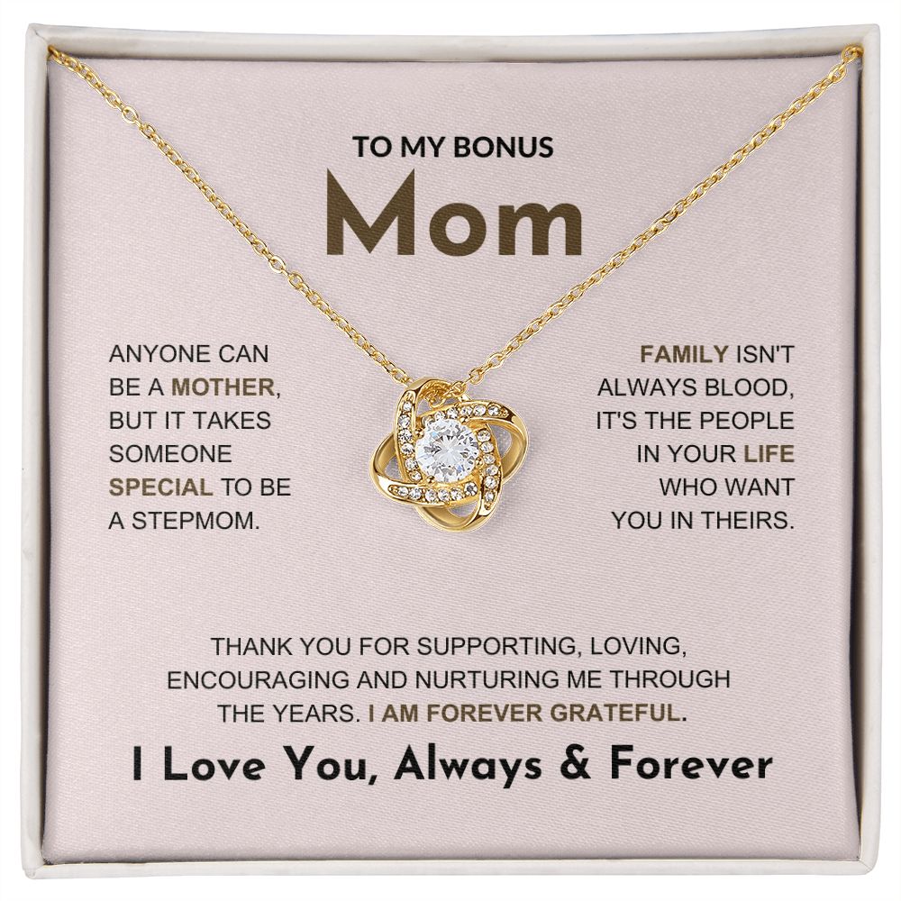 Bonus Mom - Forever Grateful - Love Knot Necklace