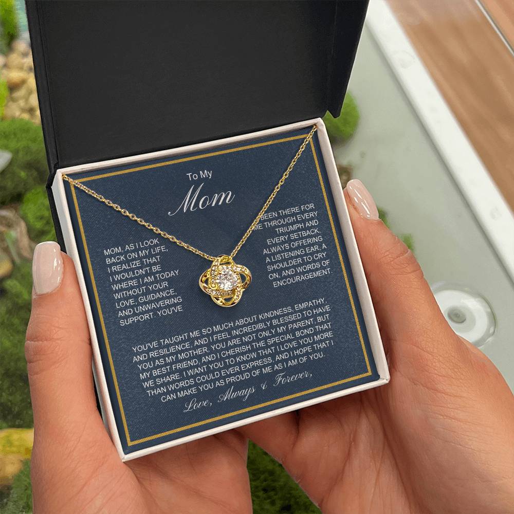 To My Mom - More Than Words - Love Knot Necklace