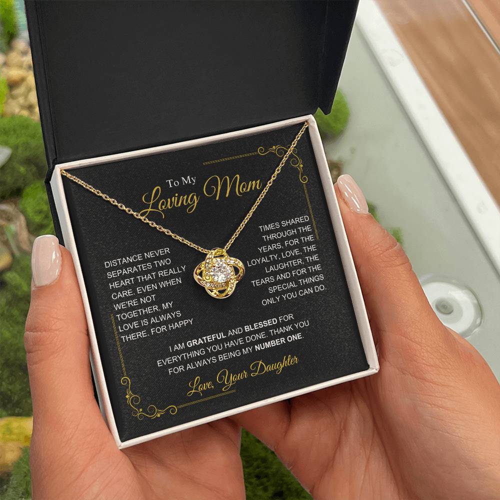 To My Mom-" I am Grateful" Love Knot Necklace-Daughter