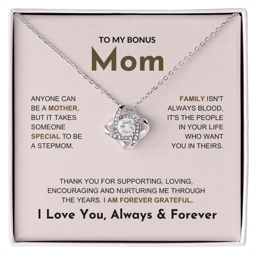 Bonus Mom - Forever Grateful - Love Knot Necklace