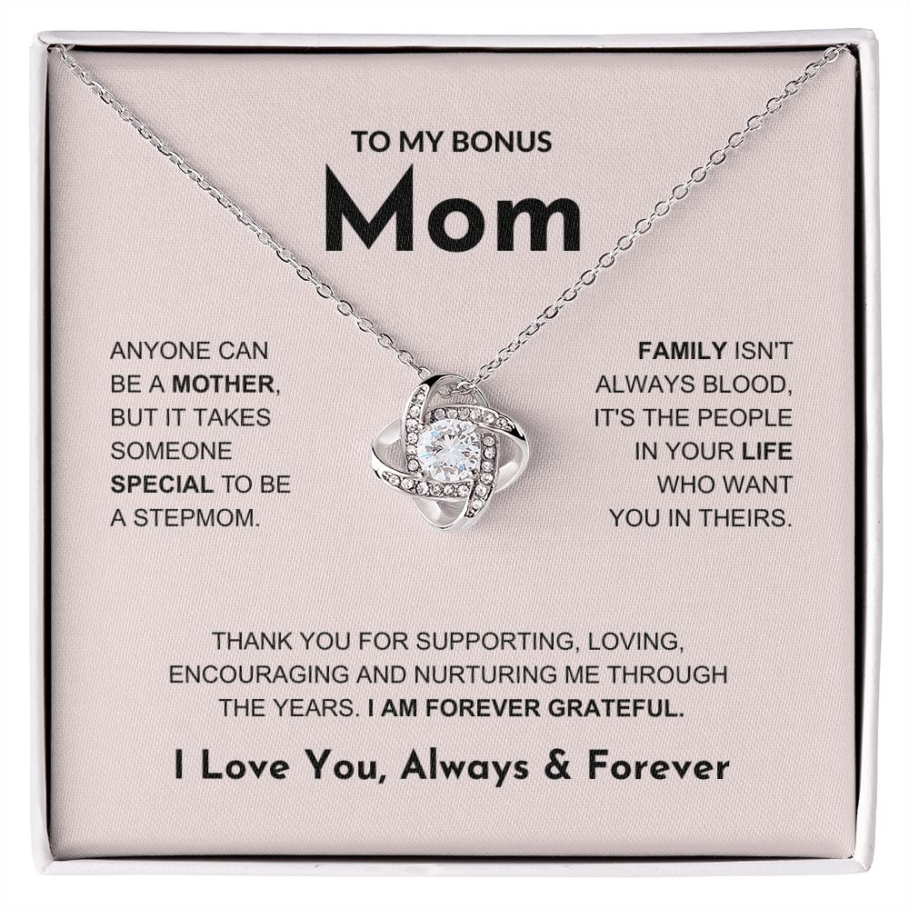 Bonus Mom - Forever Grateful - Love Knot Necklace
