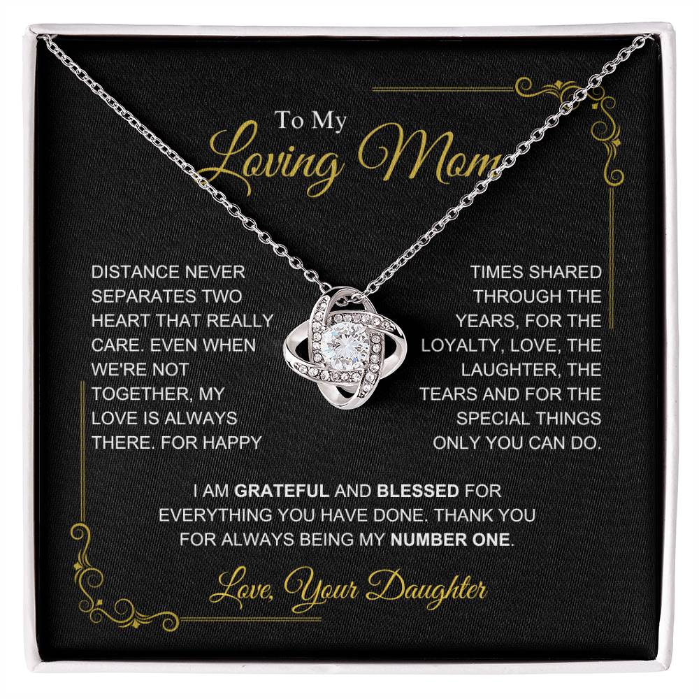 To My Mom-" I am Grateful" Love Knot Necklace-Daughter