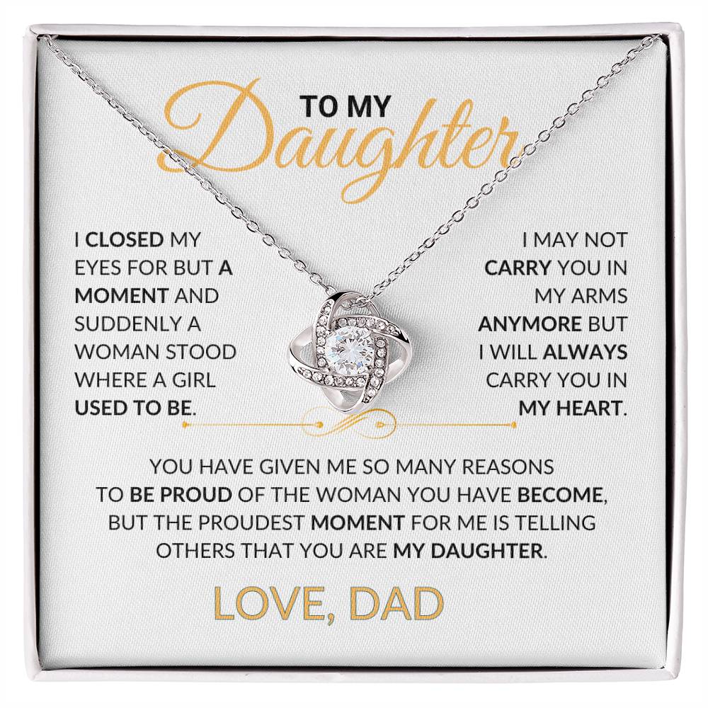 To My Daughter - Love Dad - Beautiful Love Knot Necklace Gift- DL005