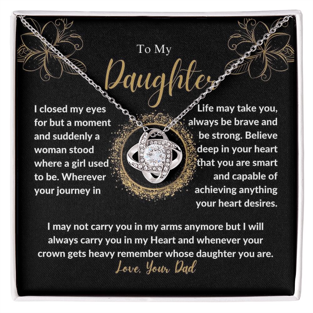 Daughter - Be Brave And Be Strong - Love Knot Necklace -DL007