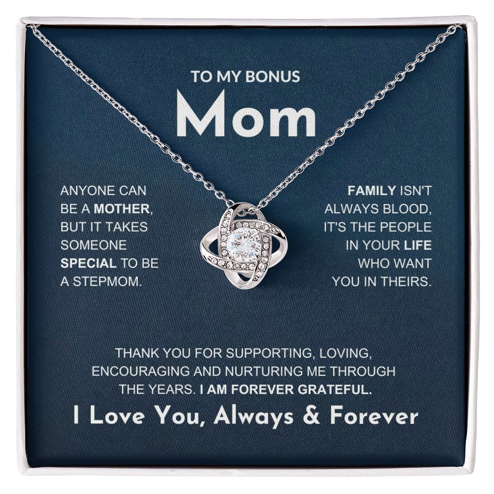 Bonus Mom - Forever Grateful - Love Knot Necklace