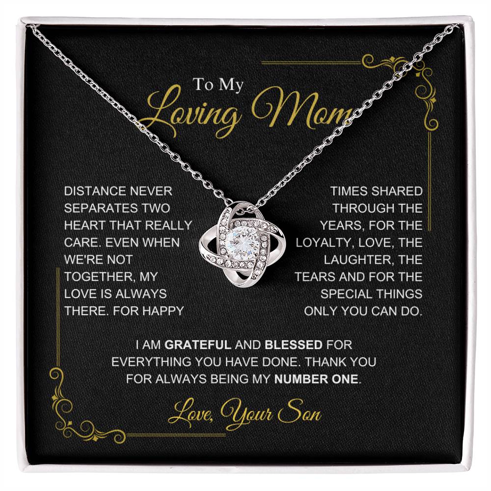To My Mom-" I am Grateful" Love Knot Necklace-Son