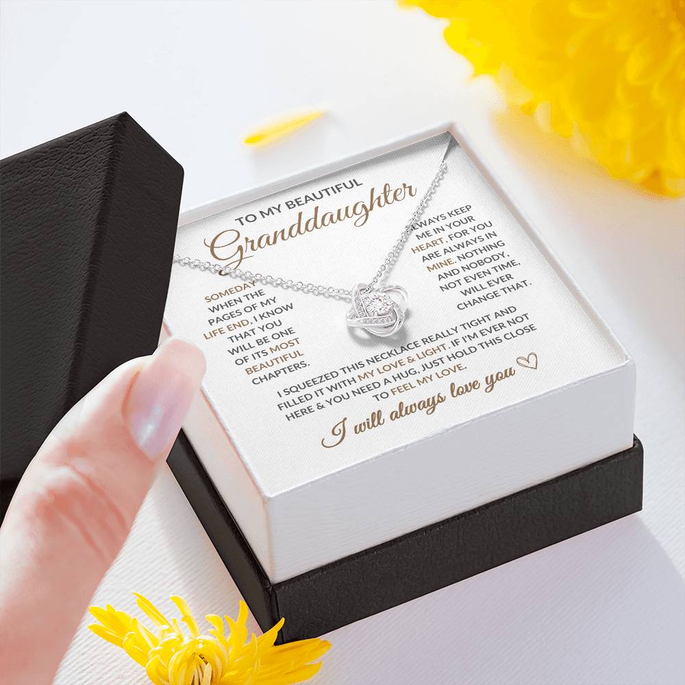 To My Beautiful Granddaughter - Keep Me in Your Heart -Love Knot Necklace- LD04