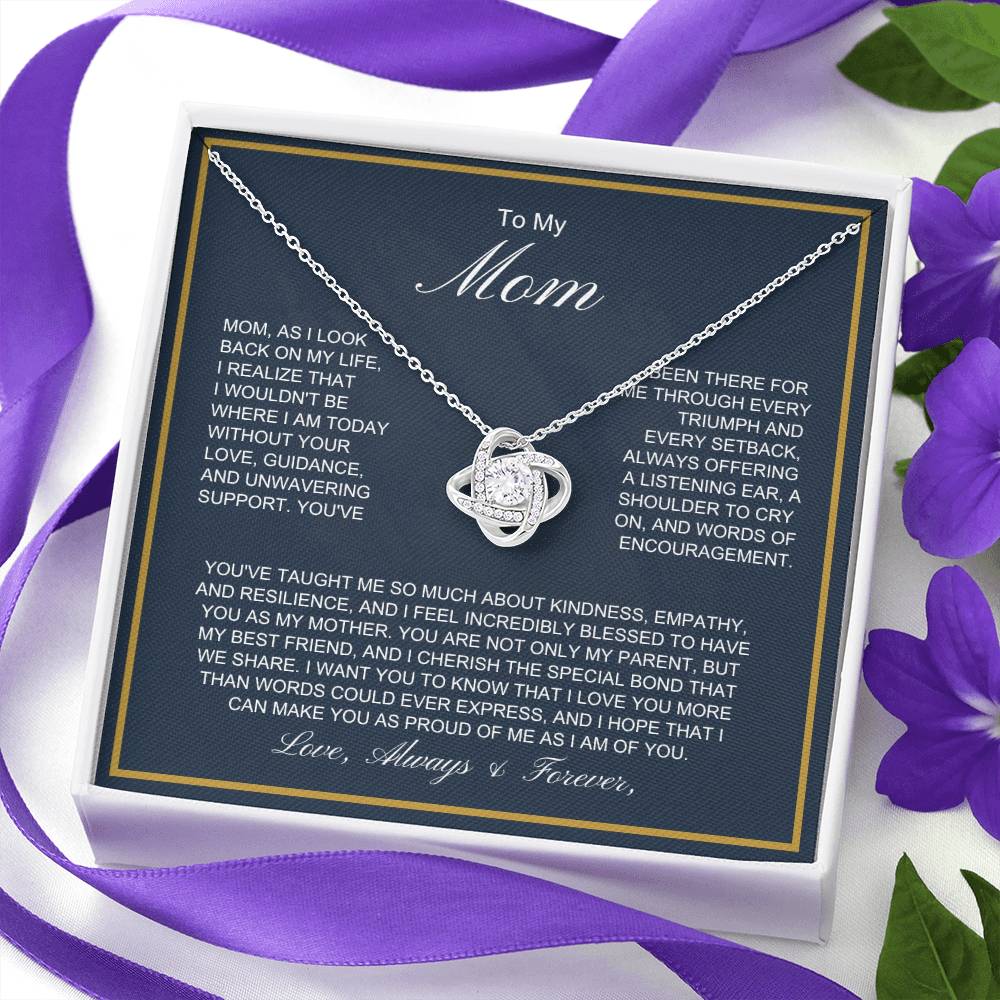 To My Mom - More Than Words - Love Knot Necklace