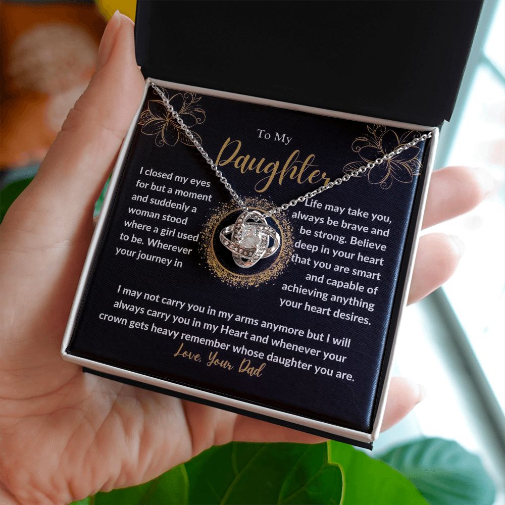 Daughter - Be Brave And Be Strong - Love Knot Necklace -DL007