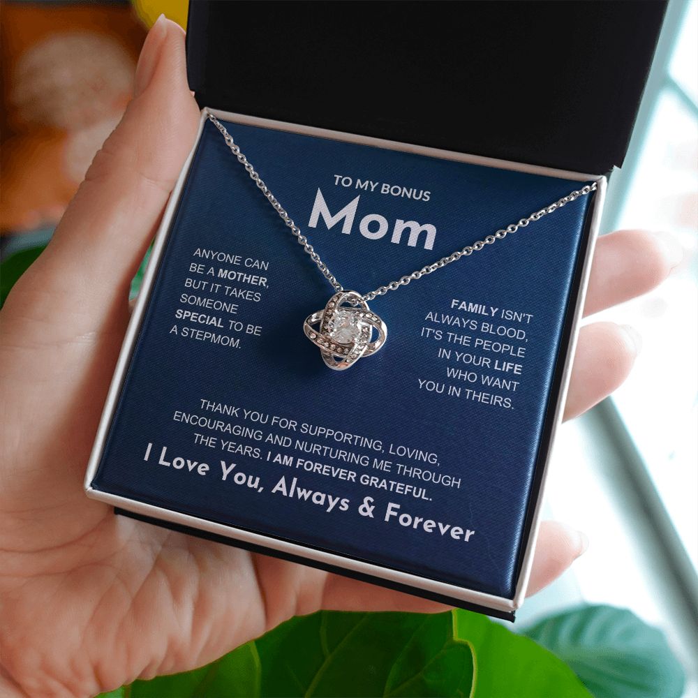 Bonus Mom - Forever Grateful - Love Knot Necklace