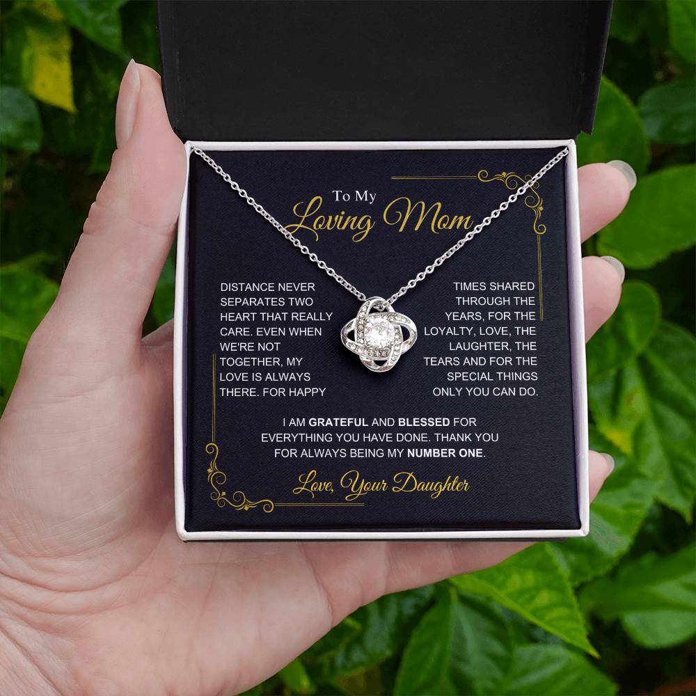 To My Mom-" I am Grateful" Love Knot Necklace-Daughter