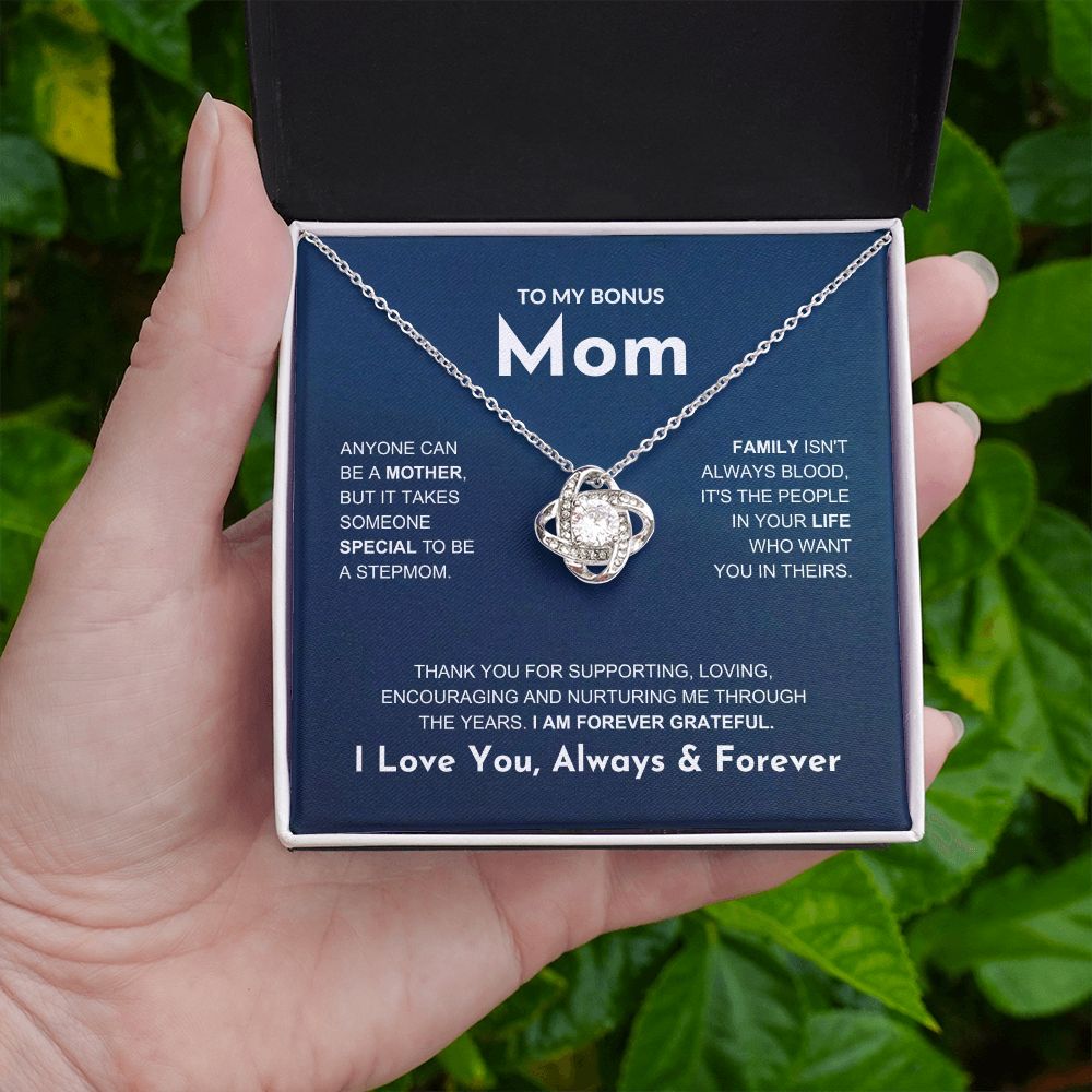 Bonus Mom - Forever Grateful - Love Knot Necklace