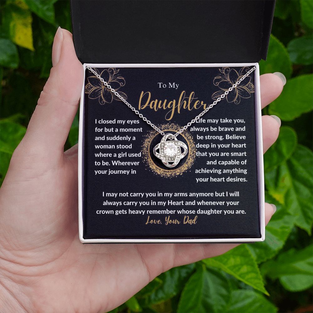 Daughter - Be Brave And Be Strong - Love Knot Necklace -DL007