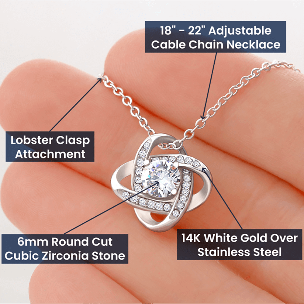 To My Beautiful Granddaughter - Keep Me in Your Heart -Love Knot Necklace- LD04