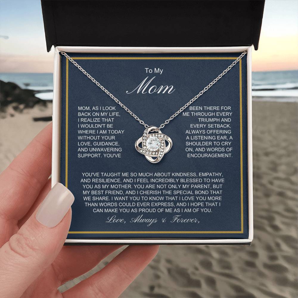 To My Mom - More Than Words - Love Knot Necklace