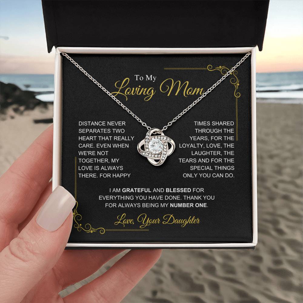 To My Mom-" I am Grateful" Love Knot Necklace-Daughter
