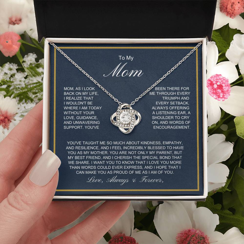 To My Mom - More Than Words - Love Knot Necklace