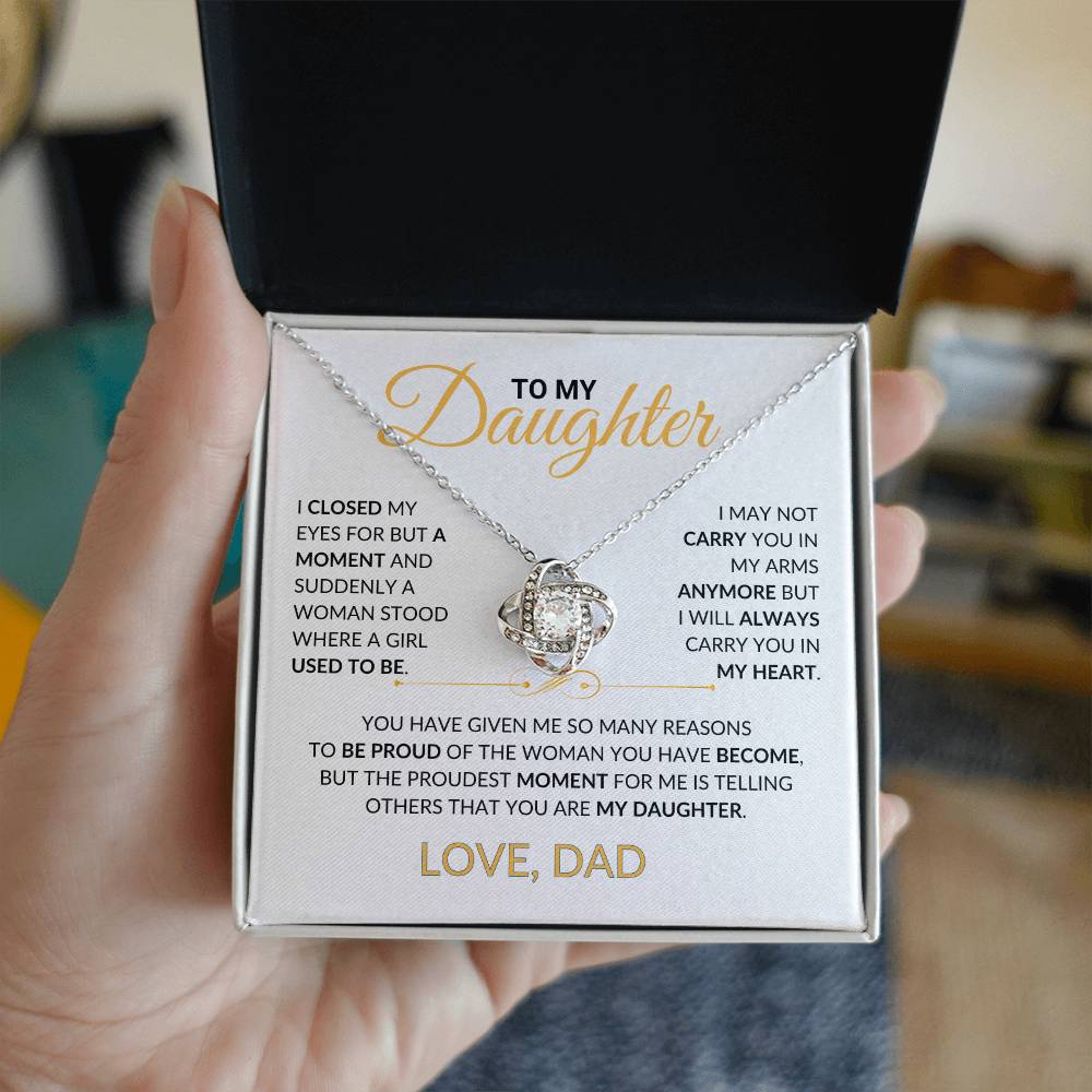 To My Daughter - Love Dad - Beautiful Love Knot Necklace Gift- DL005