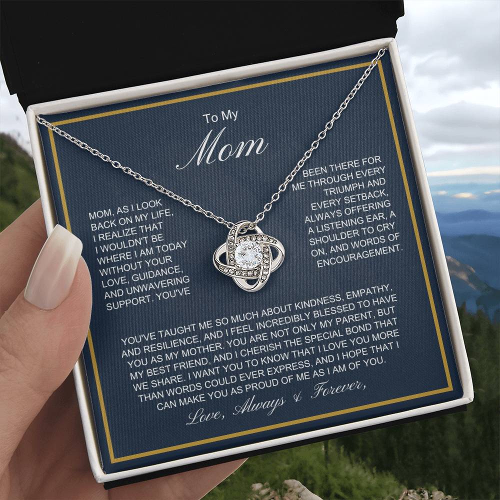 To My Mom - More Than Words - Love Knot Necklace