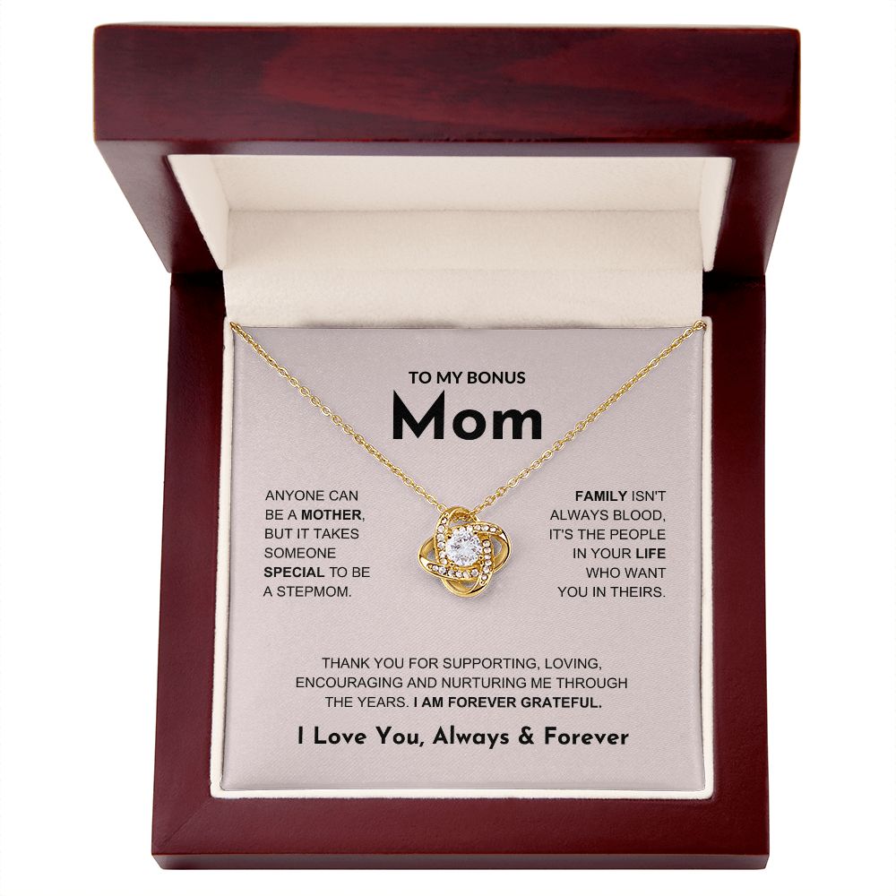 Bonus Mom - Forever Grateful - Love Knot Necklace