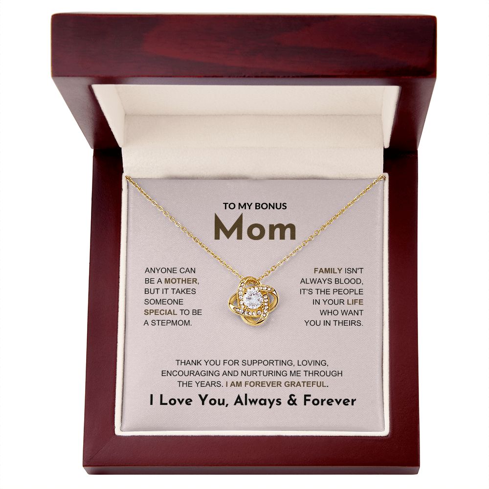 Bonus Mom - Forever Grateful - Love Knot Necklace