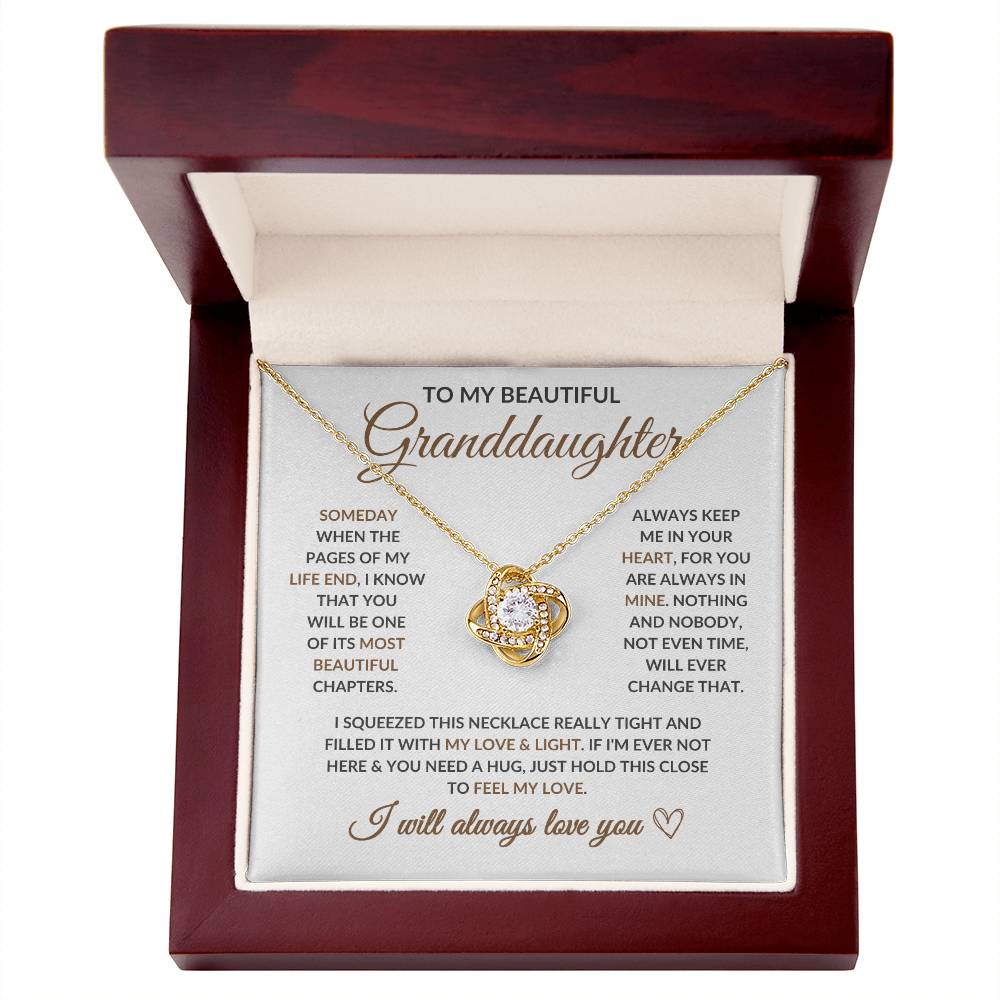 To My Beautiful Granddaughter - Keep Me in Your Heart -Love Knot Necklace- LD04