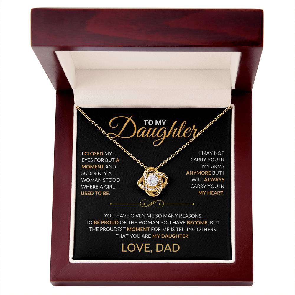 To My Daughter - Love Dad - Beautiful Love Knot Necklace Gift