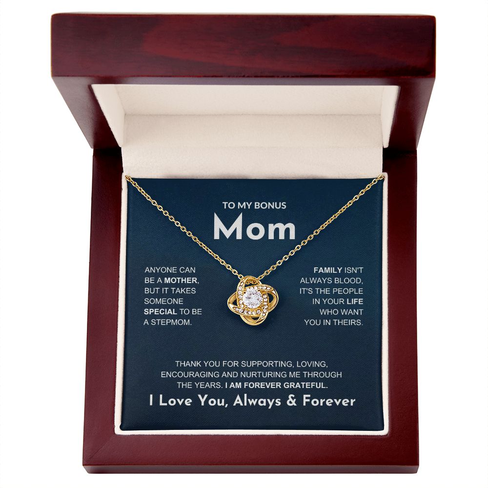 Bonus Mom - Forever Grateful - Love Knot Necklace