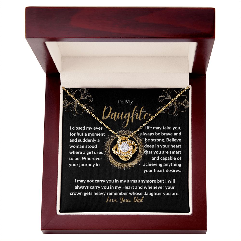 Daughter - Be Brave And Be Strong - Love Knot Necklace -DL007
