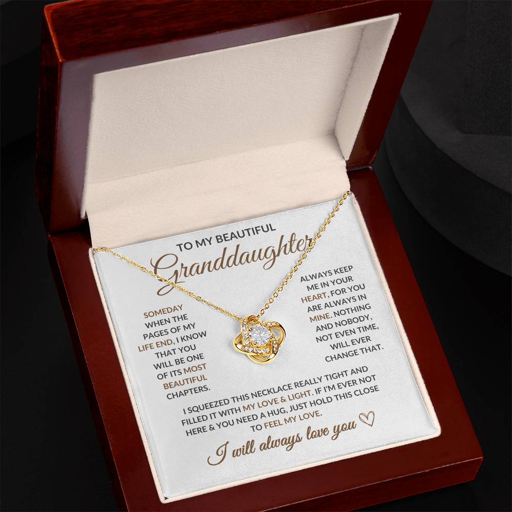 To My Beautiful Granddaughter - Keep Me in Your Heart -Love Knot Necklace- LD04