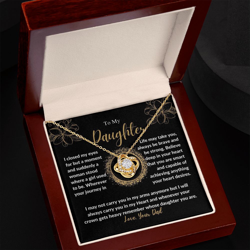 Daughter - Be Brave And Be Strong - Love Knot Necklace -DL007