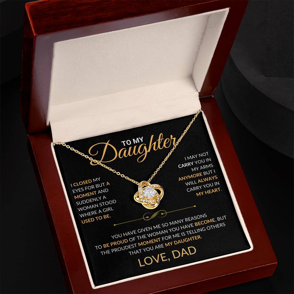 To My Daughter - Love Dad - Beautiful Love Knot Necklace Gift