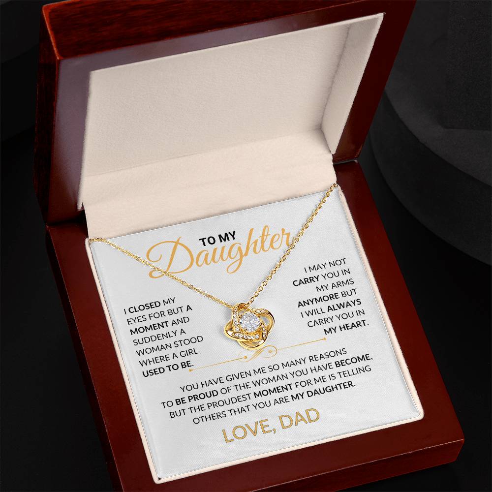 To My Daughter - Love Dad - Beautiful Love Knot Necklace Gift- DL005