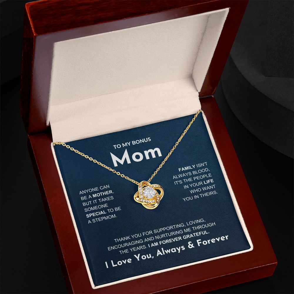 Bonus Mom - Forever Grateful - Love Knot Necklace