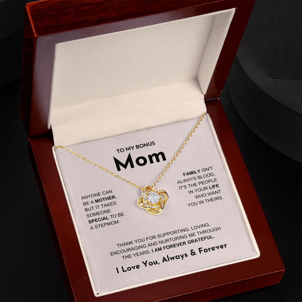 Bonus Mom - Forever Grateful - Love Knot Necklace