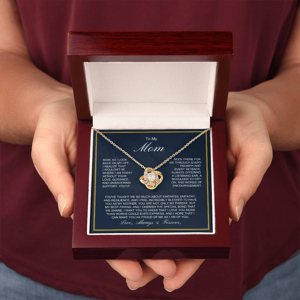 To My Mom - More Than Words - Love Knot Necklace